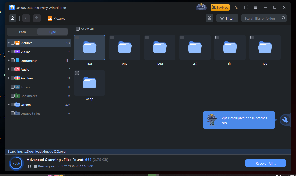 EaseUS Data Recovery Free